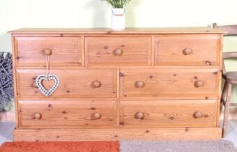UK Delivery - Large Farmhouse Pine Chest Of Drawers Rustic With B