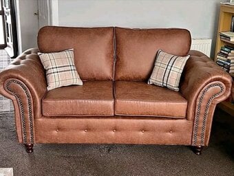🛋️ Luxury Tan Leather 2 Seater Sofa | Brand New | Fast Delivery 