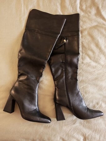 Zara Womens Over The Knee High Boots - Black