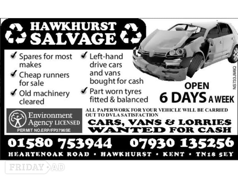 Cars, Vans, Lorries wanted for cash in Hastings