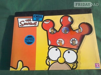 The Simpsons Chess Set, (Antiqued Metal-Style).