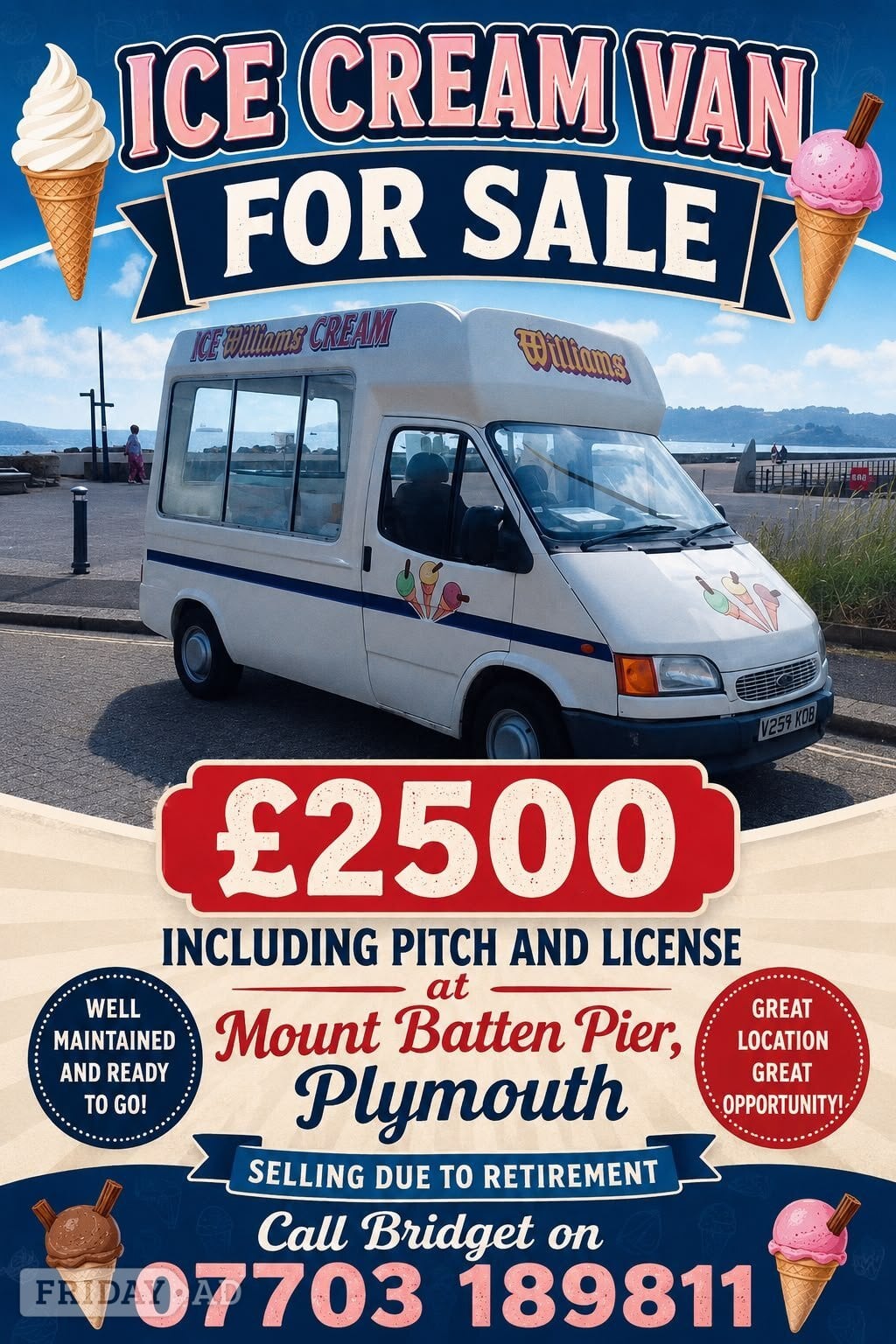 Ice Cream Van For Sale in Plymouth