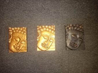 3 golden Indian style oblong wall mounted plaques