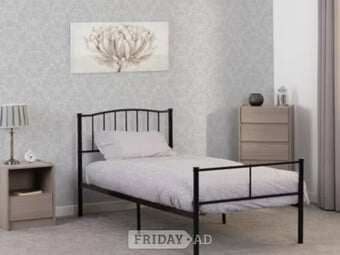SINGLE - NEWTON METAL BED FRAME - BLACK