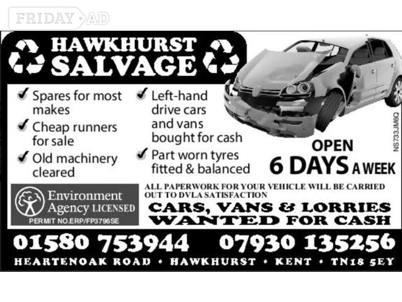 Cars, Vans, Lorries wanted for cash in Cranbrook