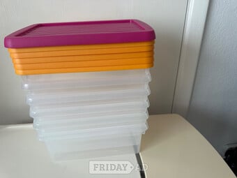 6x Storage boxes 7” x 11” x 4” high 