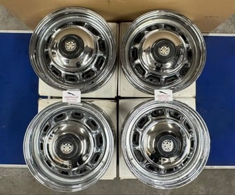 JAGUAR CHROME STEEL WHEELS E.TYPE XJ6 XJ12 XJCOUPE 
