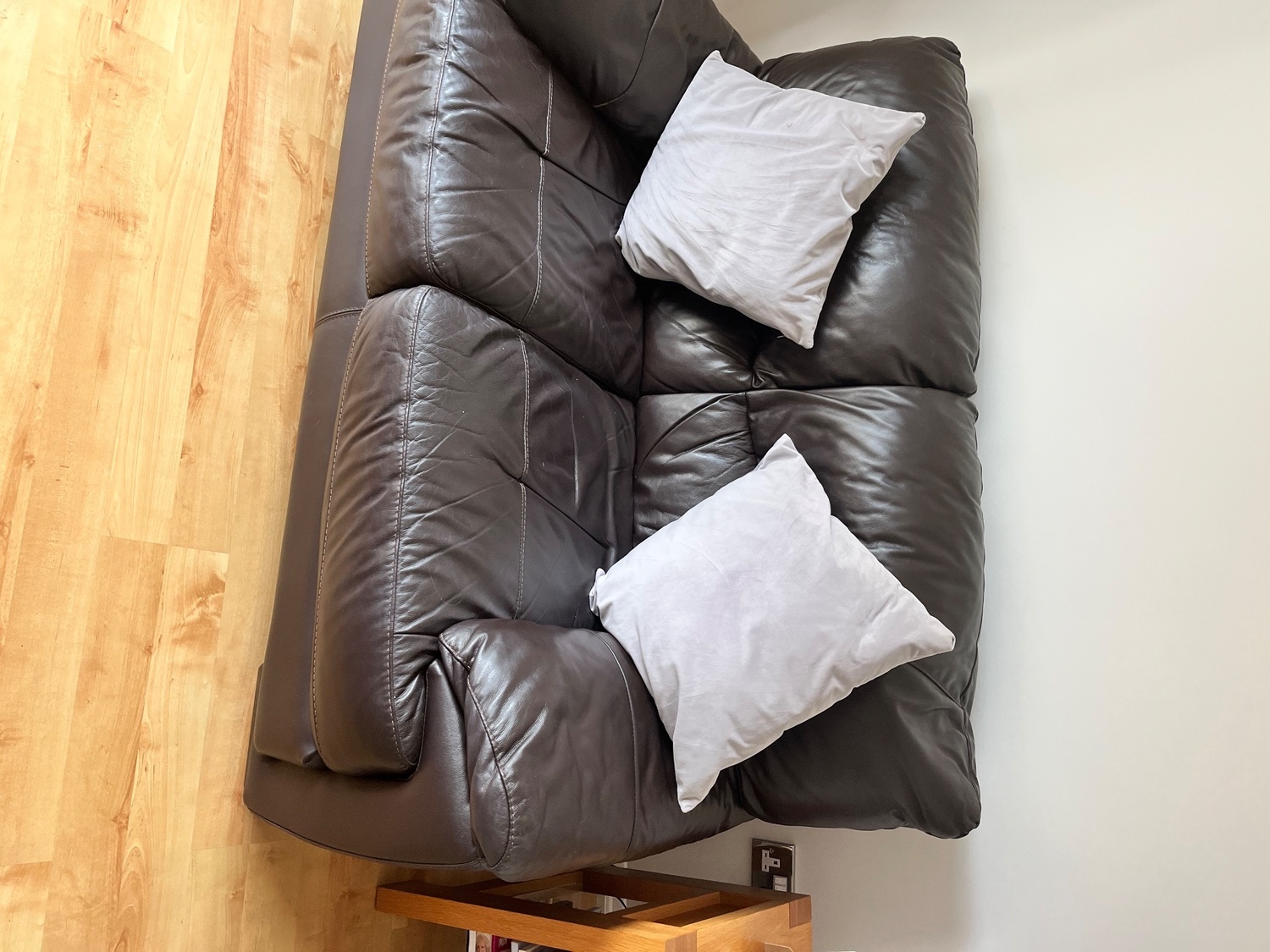 Burgess Hill Two, two seater leather sofas plus storage footstall