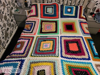 hand crocheted multicoloured bespoke blanket see discription