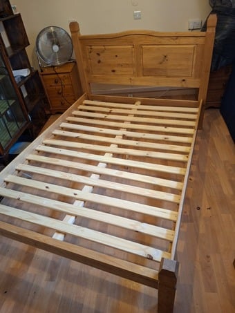Wooden double bed frame free to collector