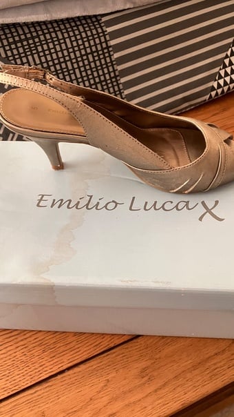 Emilio Luca Metallic Gold high heels size 5 GOOD condition 