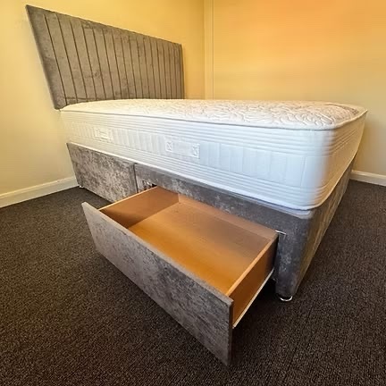 DOUBLE DIAMOND 1000 POCKET MATTRESS WITH DIVAN BASE 2 DRAWERS - Furniture