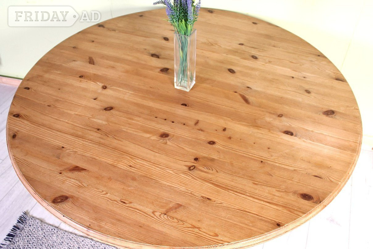 Delivery Options - Rustic Old Farmhouse Round Pine Table - Furniture in Hailsham