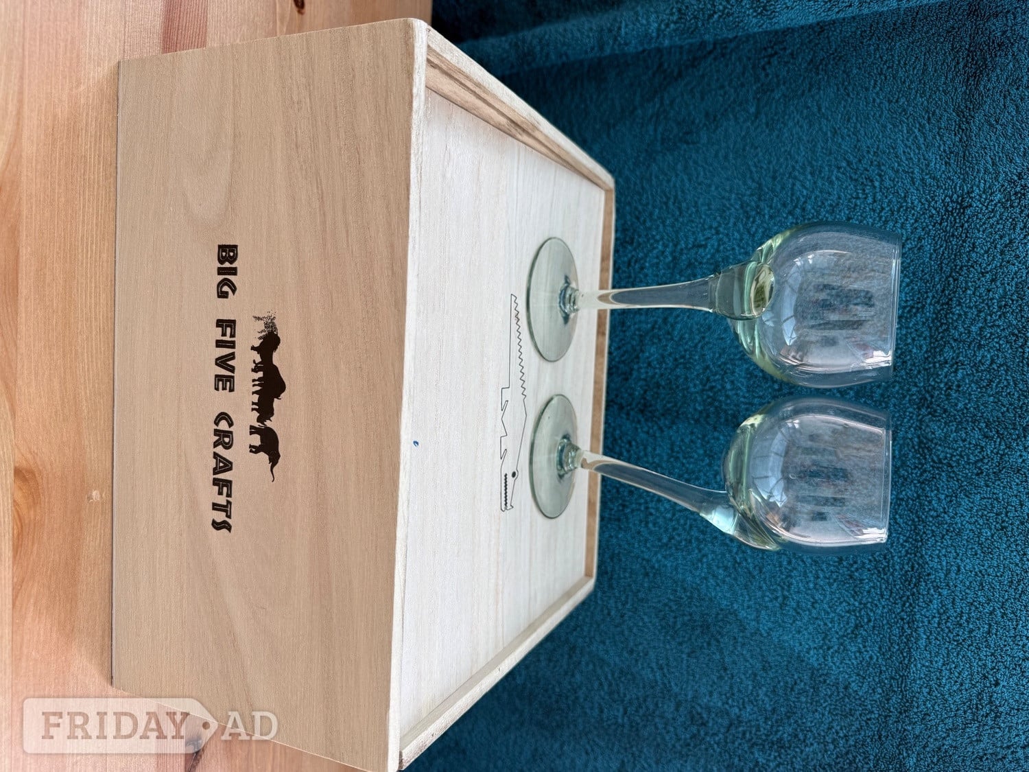 Newport Big Five Crafts Unique Wine Glasses with Wooden Box